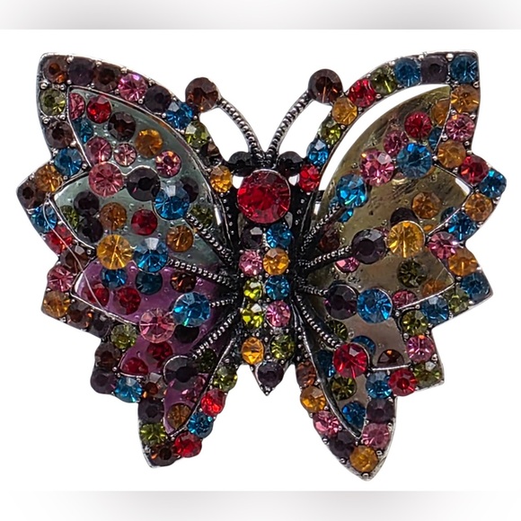 Colorful Rhinestone Butterfly Adjustable Ring - Picture 5 of 5